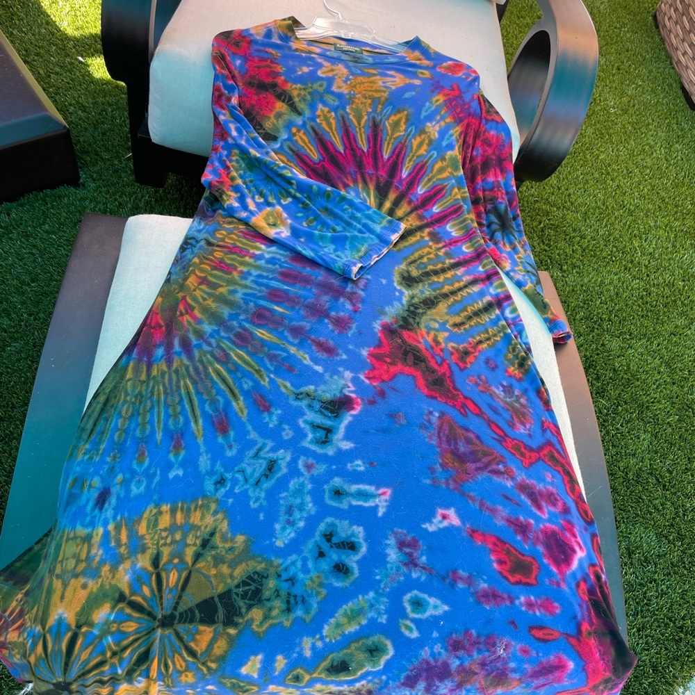 Katmandu size large tie dye long stretchy dress with long sleeves . - Picture 5 of 5
